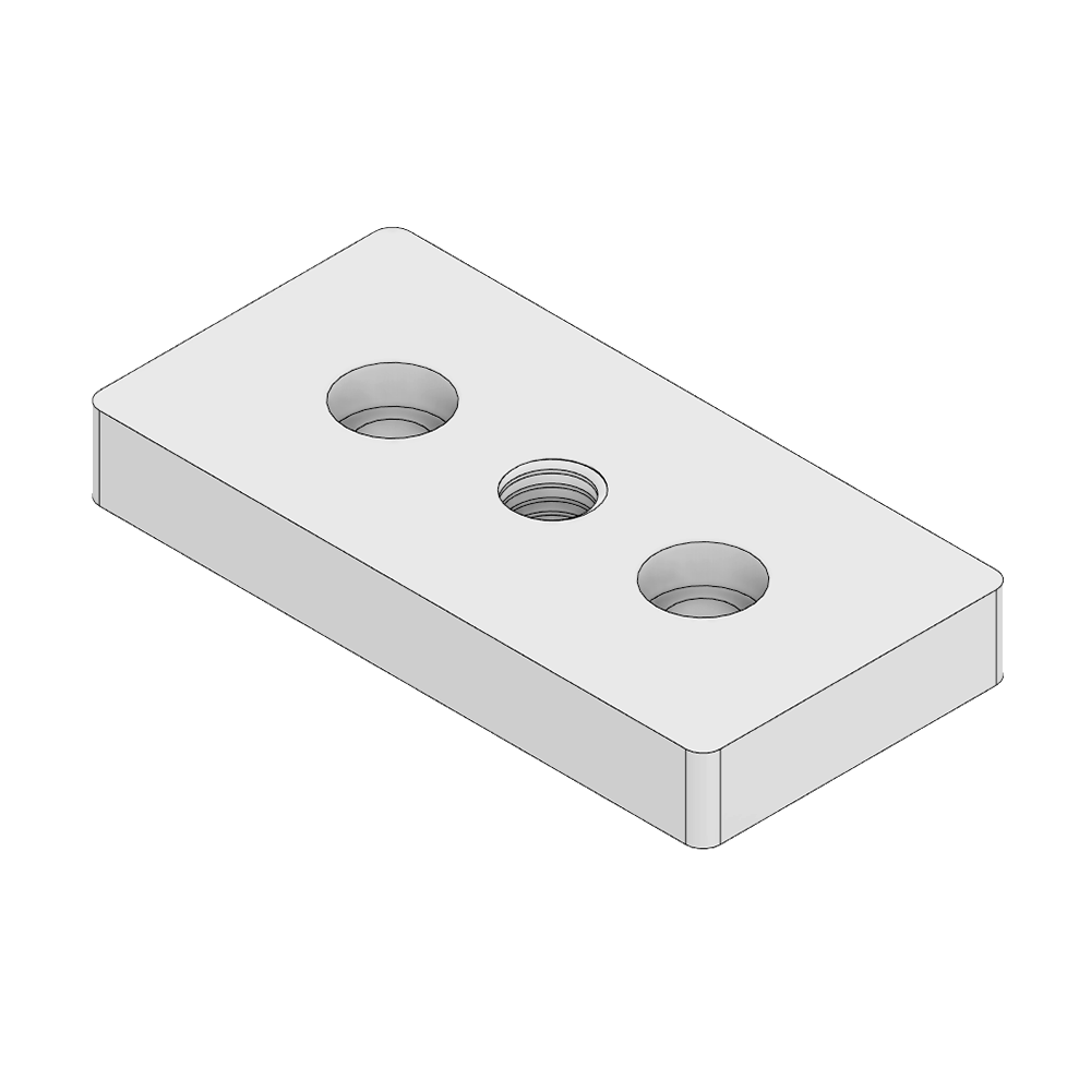 32-4590M12S-0 MODULAR SOLUTIONS FOOT & CASTER CONNECTING PLATE<br>45MM X 90MM, M12 HOLE W/HARDWARE